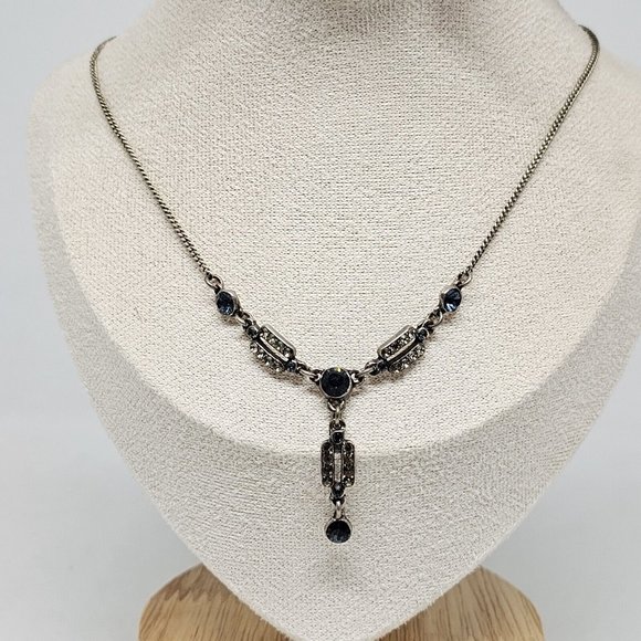 Peter Lang Rhinestone Art Deco Choker Silver Tone Necklace - Picture 2 of 12